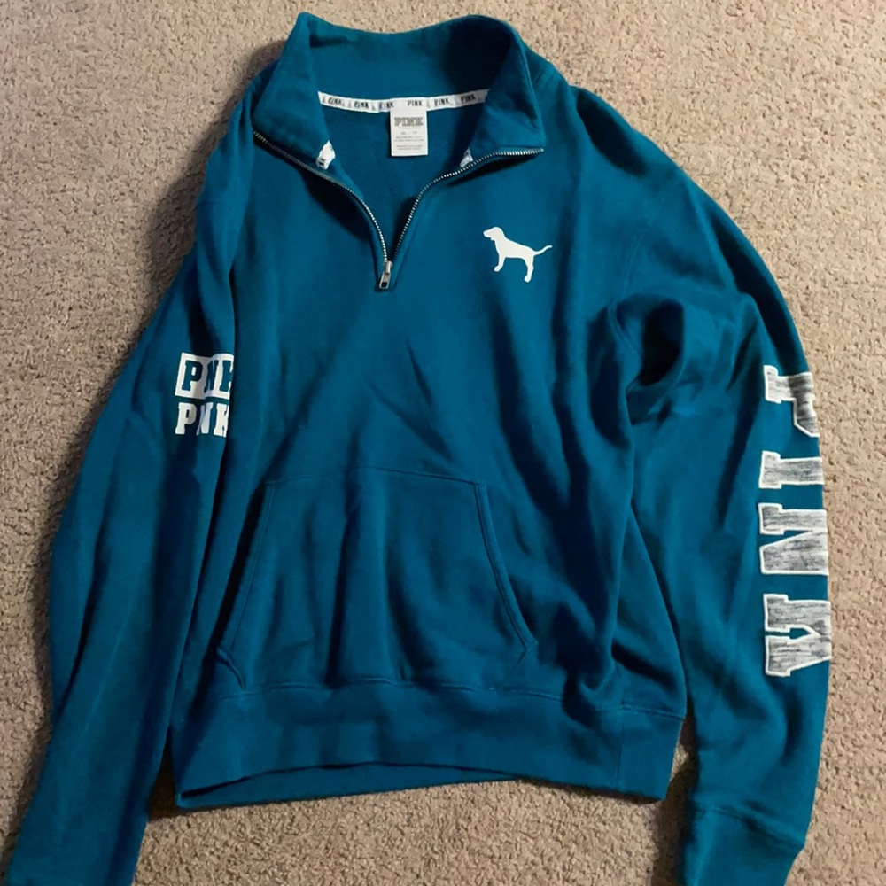 Blue pink half way zip up sweater